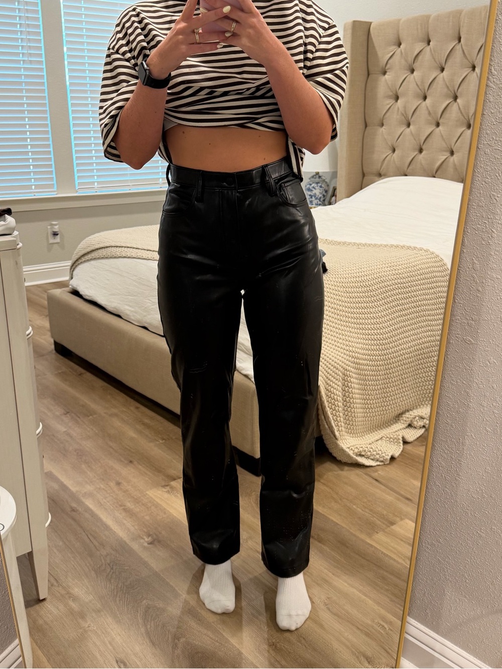 Abercrombie & Fitch Black Straight-Leg Faux Leather Pants
